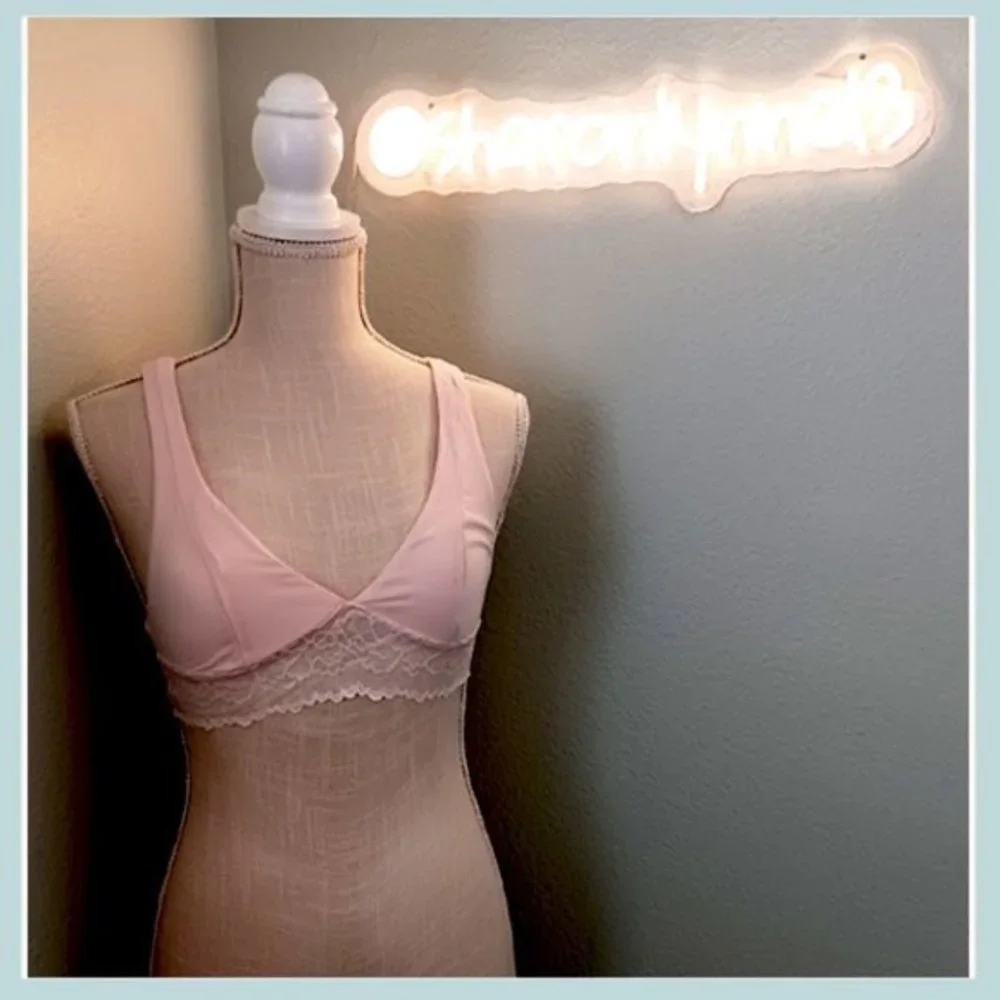 Free People Solid Lace Bralette - Pink, Free People Pink Lace Bralette Size XS - Picture 6 of 10